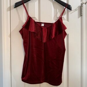 Old Navy Burgundy Velvet Ruffle Camisole Top